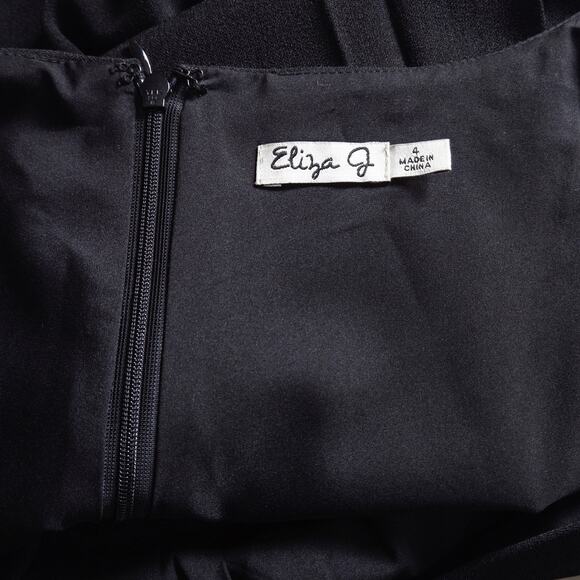 Eliza J Black Straight Leg Jumpsuit Wrap Front Black Size 4 Office Siren Look - Picture 7 of 9